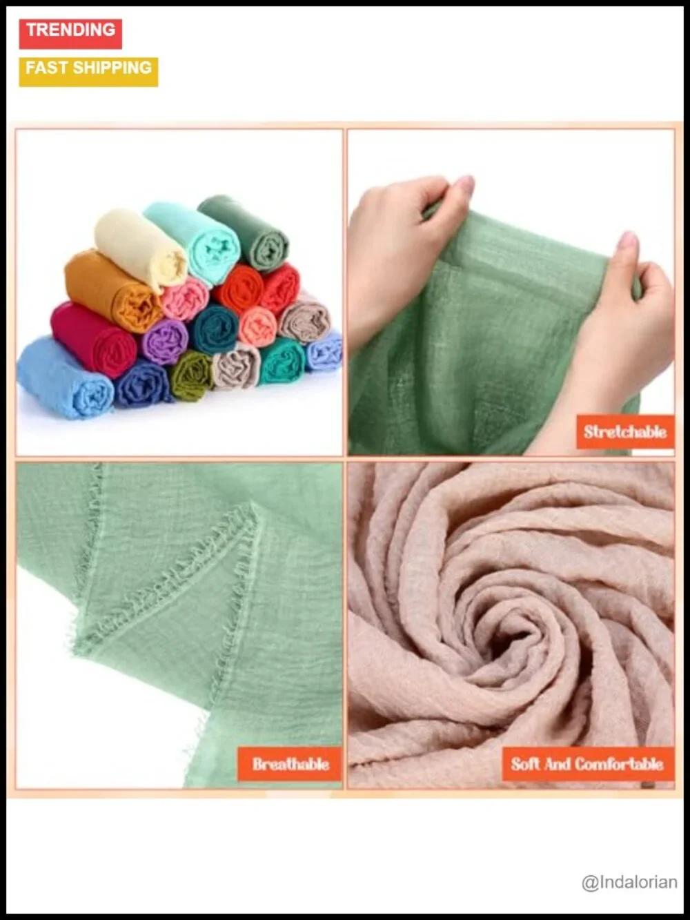 18 Pack Cotton Long Scarf Shawl Hijab Head Wrap Fringe Design 27x69